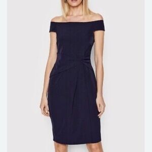 Lauren Ralph Lauren Black Saran Crepe Off-the-Shoulder Dress Size 6  NWT